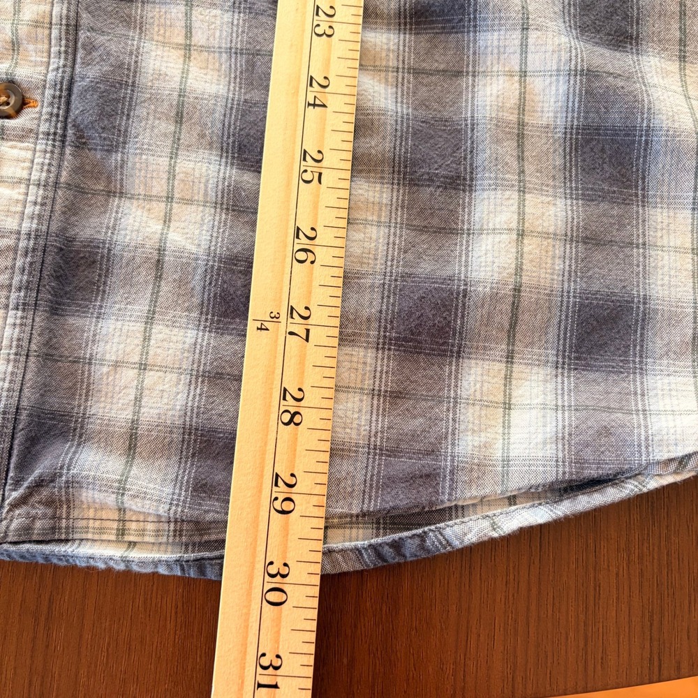 Carhartt Shirt Men's L Blue Gray Plaid Button Up Short Sleeve Original Fit - Picture 7 of 7